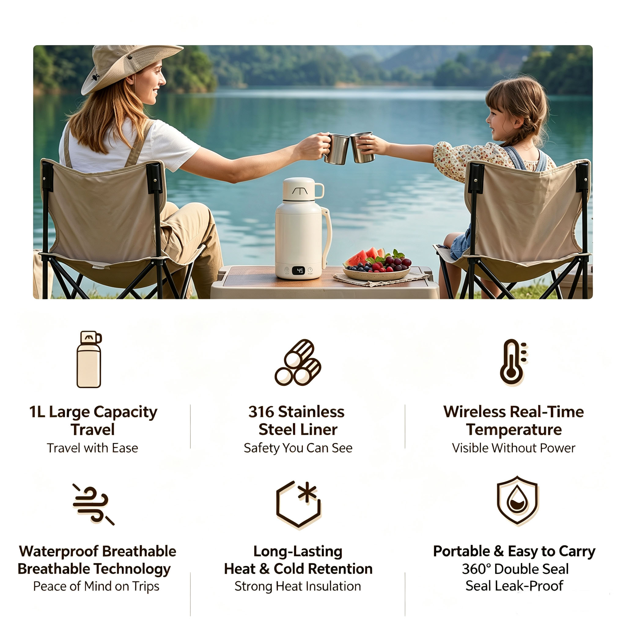 SY-1006 1000ml portable electric water cup